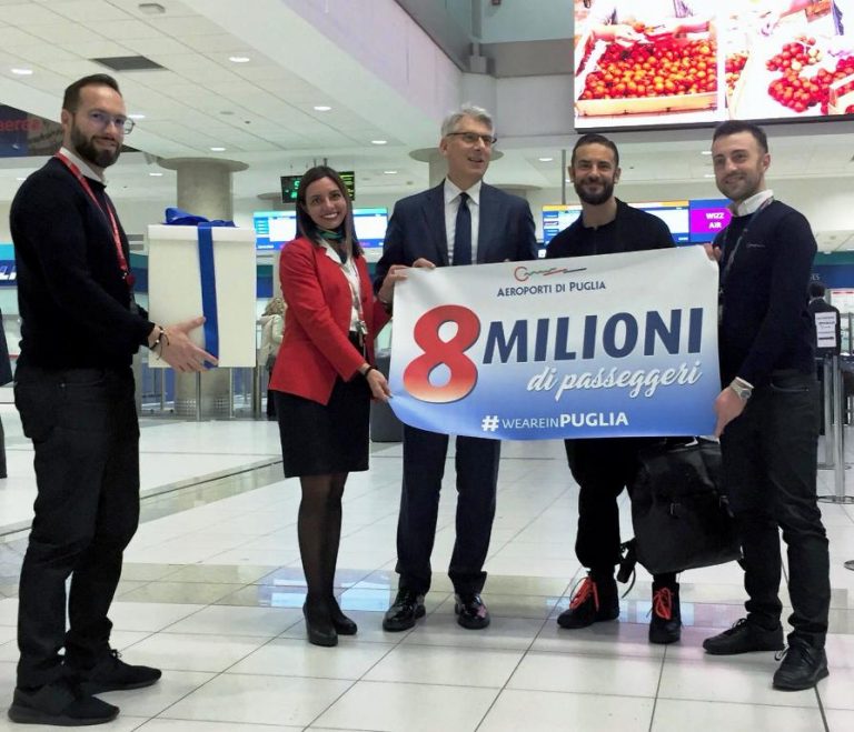 Aeroporti di Puglia: superati gli 8 milioni di passeggeri su Bari e Brindisi